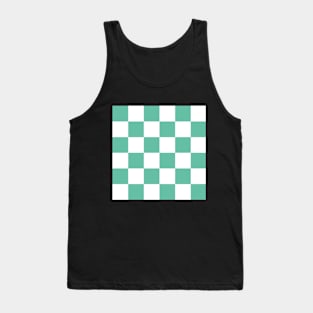 Aqua and white checkerboard print Tank Top